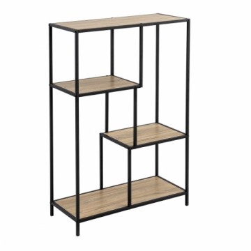 Shelves Black Natural Wood Metal Steel Laminate 77 x 33 x 114 cm