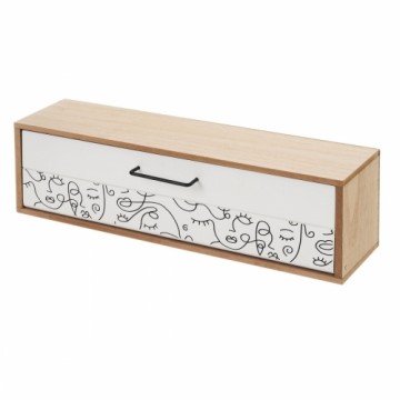 Jewelry box ONE LINE White Black Natural MDF Wood 39 x 10 x 11 cm