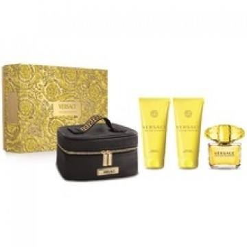 Versace Yellow Diamond Dárková sada EDT 90 ml, tělové mléko 100 ml, sprchový gel 100 ml a kosmetická taštička