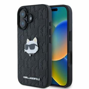 Karl Lagerfeld KLHCP16SPGKLCHPK iPhone 16 6.1" czarny|black hardcase Monogram Choupette Head Pin