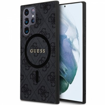 Guess GUHMS24LG4GFRK S24 Ultra S928 czarny|black hardcase 4G Collection Leather Metal Logo MagSafe