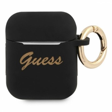 Guess GUA2SSSK AirPods cover czarny|black Silicone Vintage Script