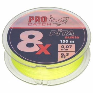 Pītā aukla Pro Catch X8 0.07mm 150m dzeltena