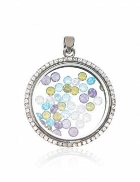 Silver pendant #2301465(PRh-Gr)_CZ-MIX, Silver 925°, Rhodium (Plating), Zirkons, 6 gr.