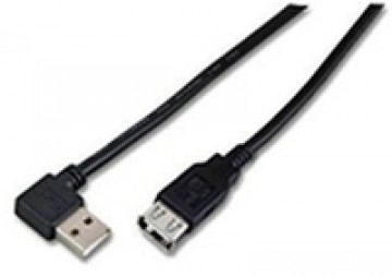 MicroConnect  USB2.0  Extension A-A 1.5m M-F With angled A plug. Black