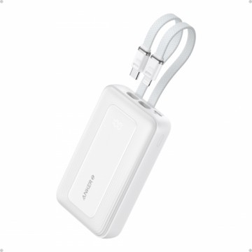 Anker  Power Bank  A1681H21  20000 mAh  USB-C 30W  Lightning 27W  Built-In USB-C and Lightning Cables  White