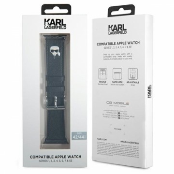 KLAWLOKHK Karl Lagerfeld Karl Head PU Watch Strap for Apple Watch 42|44mm Black