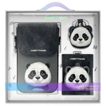 Nimmy Zestaw 3w1 torebka na telefon +     portfel + etui na lokalizator czarny|black Big Eyed Pet 2.0 Panda