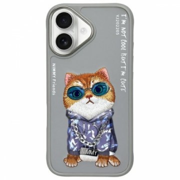 Nimmy etui iPhone 16 6.1" szary|gray      Glasses Cool Cat