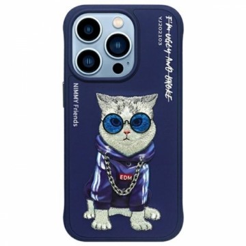 Nimmy etui iPhone 15 Pro Max 6.7"         niebieski|blue Glasses Cool Cat