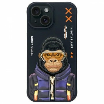 Nimmy etui iPhone 15 6.1" czarny|black    Cool&Cute 2.0 Monkey