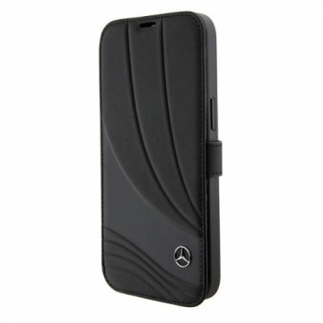 Mercedes MEBKP15L8ROLK iPhone 15 Pro  6.1" czarny|black bookcase Leather Wave Patern