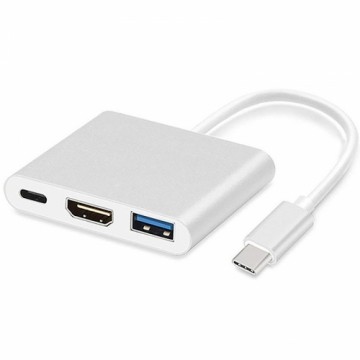 iLike Audio un Video Kabeļa Adapteris HD1 3in1 USB-C (Type-C) Ligzdas uz HDMI 4K / USB 3.0 / USB-C Siev. Sudraba (OEM)