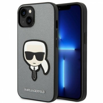 Karl Lagerfeld KLHCP14SSAPKHG iPhone 14 6,1" srebrny|silver hardcase Saffiano Karl`s Head Patch